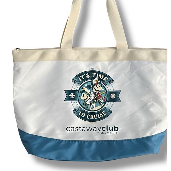Disney Cruise Line Castaway Club Tote Bag Time To Cruise Full Zip Pocket Mickey - Picture 3 of 11